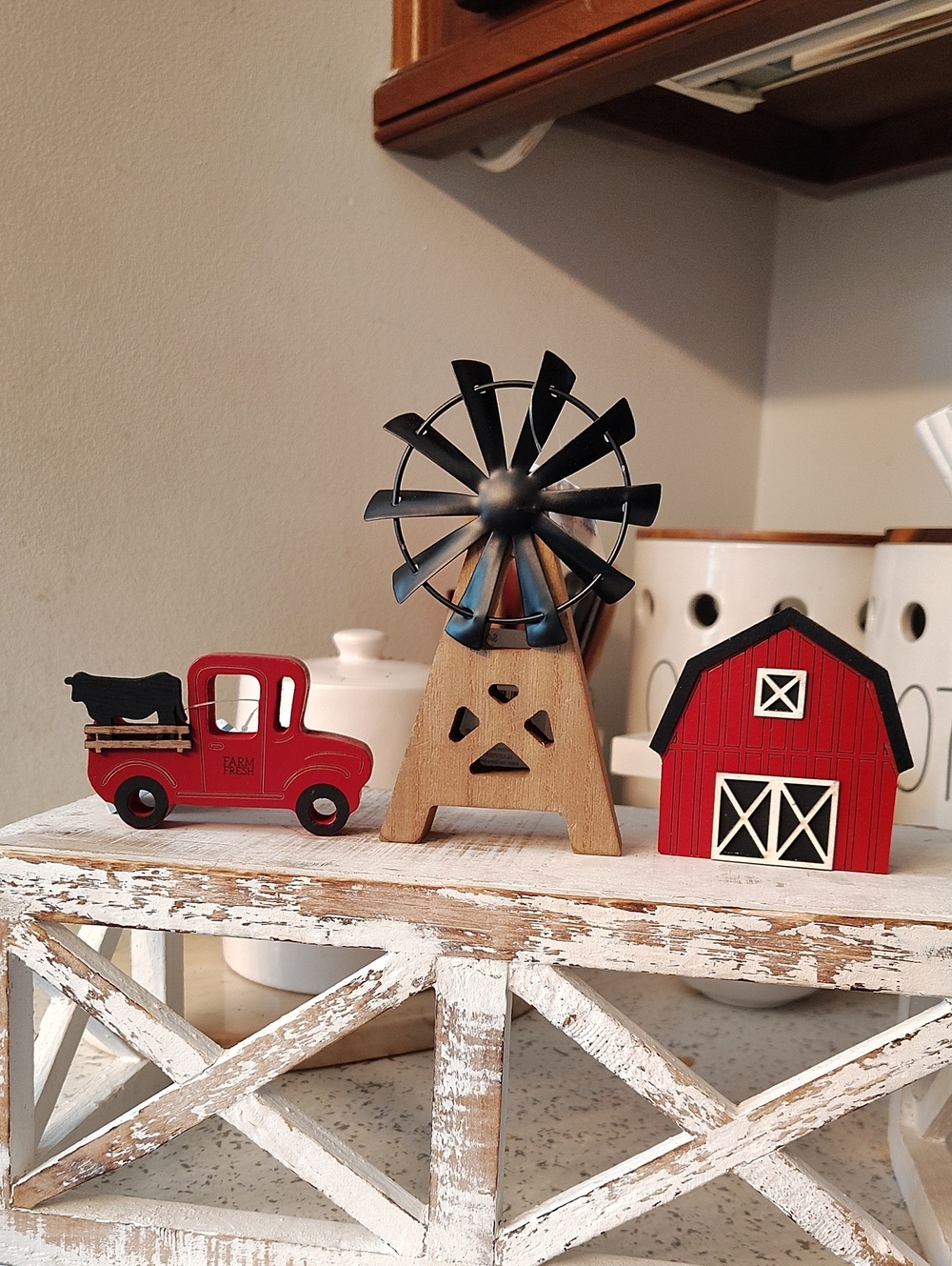 Red Barn, Red Truck And Windmill
